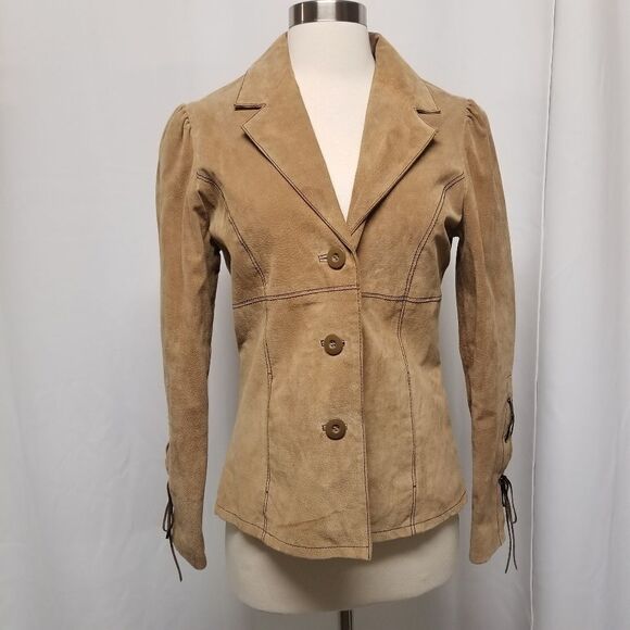 Wilsons Leather Jackets & Blazers - Vintage 90s y2k  Wilsons Suede Leather Maxima Tan Blazer Button Down Jacket  Md